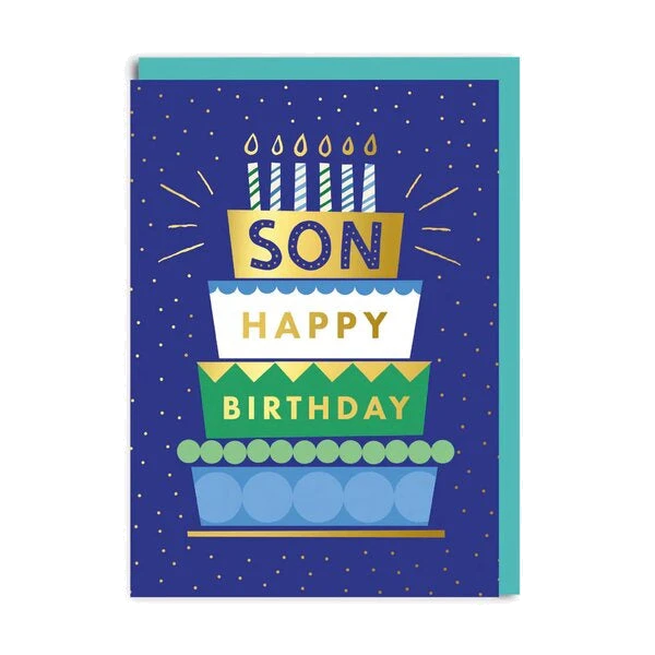 Son Happy Birthday Cake Greeting Card